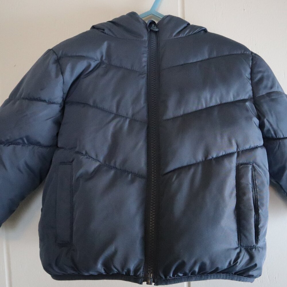 Baby Boys Swiss Tech 18M Blue Gray Puffer Coat with Hood Fleece Lined Warm